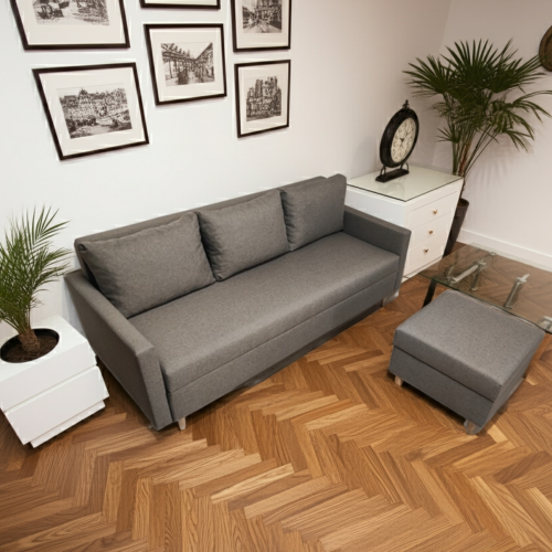 ZESTAW KANAPA ROZKŁADANA Z FUNKCJĄ SPANIA SCANDIK 3 + PUFA SCANDIK