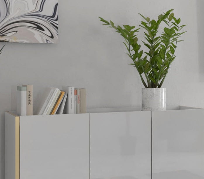 ZESTAW MEBLI BIAŁY POŁYSK KOMODA + SZAFKA RTV