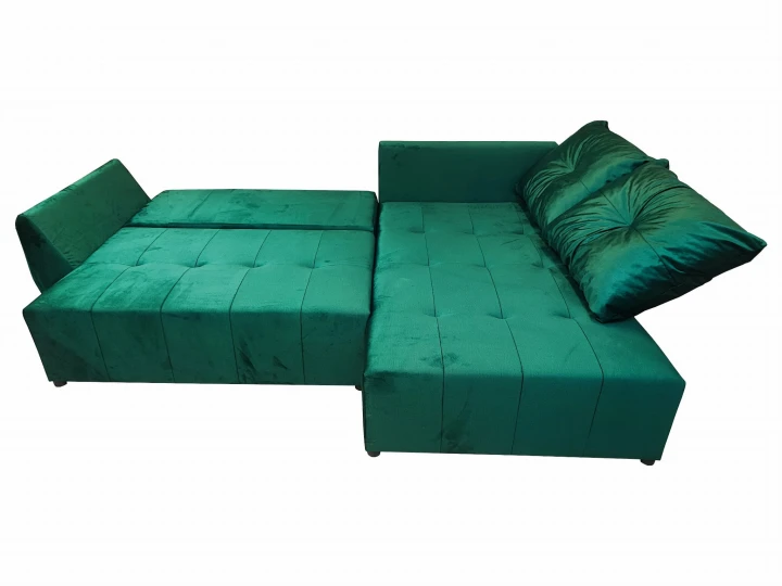 ZIELONY NAROŻNIK ROZKŁADANY ROGÓWKA DO SALONU MIRA SPRĘŻYNY WELUR POJEMNIK