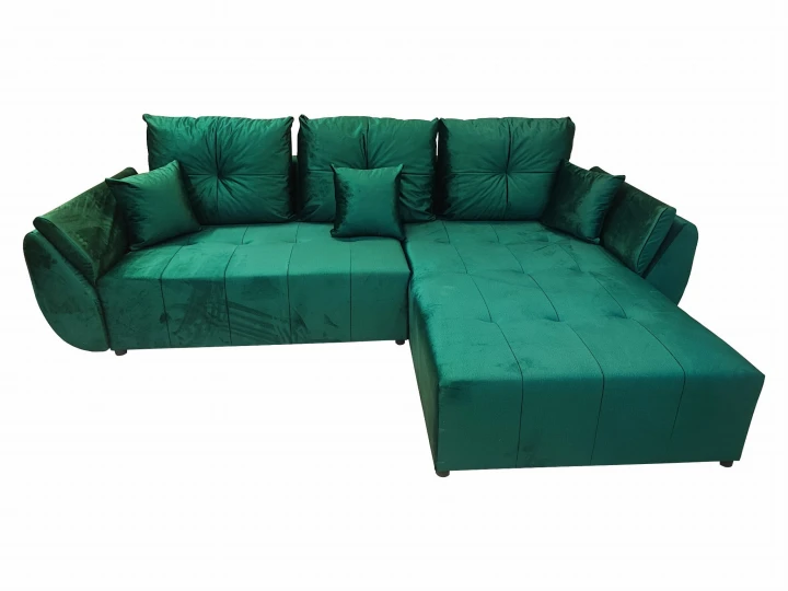 ZIELONY NAROŻNIK ROZKŁADANY ROGÓWKA DO SALONU MIRA SPRĘŻYNY WELUR POJEMNIK