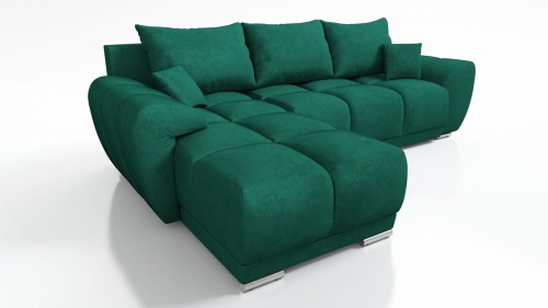 ZIELONY NOWOCZESNY NAROŻNIK ROZKŁADANY ROGÓWKA Z FUNKCJĄ SPANIA HONEY L