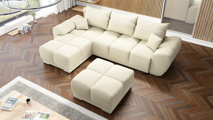 ZIELONY NOWOCZESNY NAROŻNIK ROZKŁADANY ROGÓWKA Z FUNKCJĄ SPANIA HONEY L