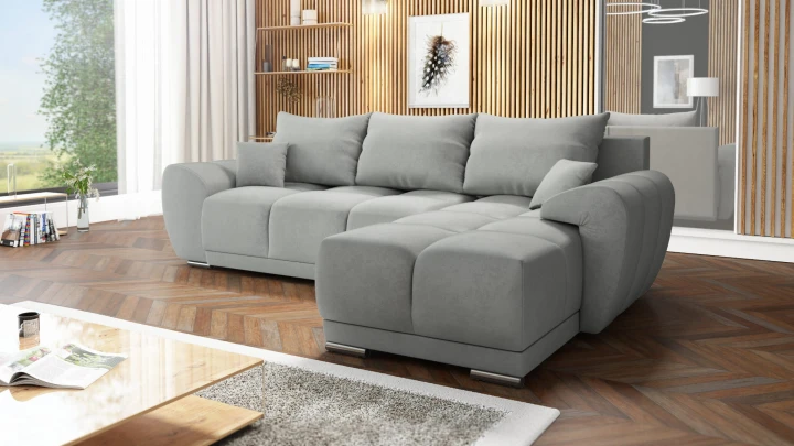 ZIELONY NOWOCZESNY NAROŻNIK ROZKŁADANY ROGÓWKA Z FUNKCJĄ SPANIA HONEY L