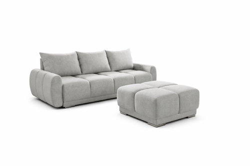Na zdjęciu przedstawiono ZESTAW DO SALONU SOFA HONEY 3 KANAPA + PUFA   DO SALONU  Z FUNCKJA SPANIA I POJEMNIKIEM NA POŚCIEL Tkanina CENTAUR  Bounce PLAMOODPORNA BARANEK