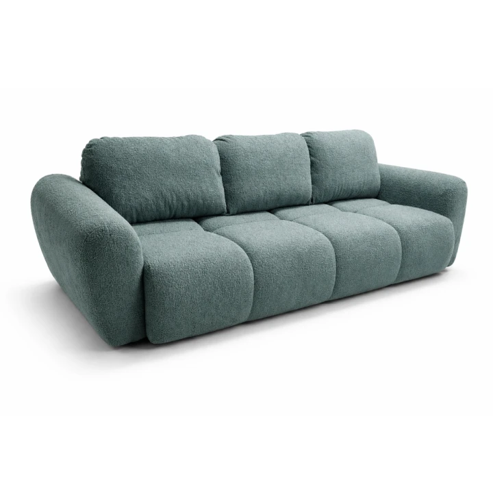 Nowoczesna pikowana kanapa rozkładana z funkcją spania Sofa Agnello Morska Zieleń Boucle