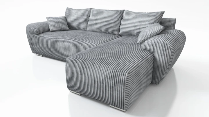 NAROŻNIK W SZTRUKSIE  ROZKŁADANY Z FUNKCJĄ SPANIA UBO ROGÓWKA TOP SZTRUKS 276 CM