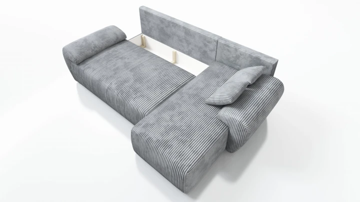 NAROŻNIK W SZTRUKSIE  ROZKŁADANY Z FUNKCJĄ SPANIA UBO ROGÓWKA TOP SZTRUKS 276 CM