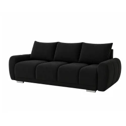Ekskluzywna czarna kanapa Honey 3 – funkcja spania 150 × 200 cm, pojemnik, welur Matt Velvet 99