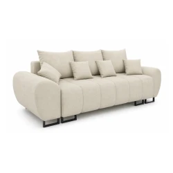 trzyosobowa beżowa sofa  z funkcją spania i pojemnikiem na pościel do salonu Ragnar 
