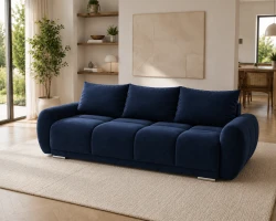 Granatowa sofa honey 3 z funkcja spania + pojemnik na pościel 5 kolorów w promocji 