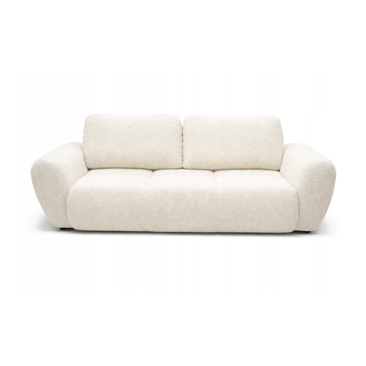 Na zdjęciu prezentuje sę nowoczesna pikowana sofa do salonu Agnello 2 Biel Kremowa Boucle