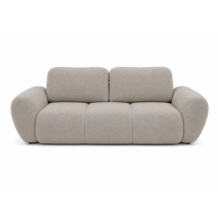 Na zdjęciu prezentuje się nowoczesna pikowana sofa do salonu Agnello 2 szaro-beżowa Boucle