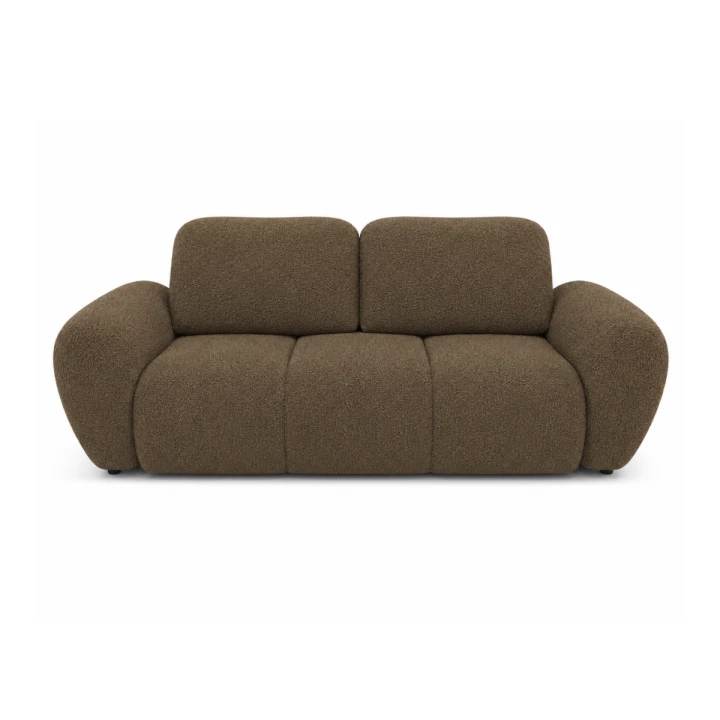 Na zdjęciu prezentuje się nowoczesna pikowana sofa do salonu Agnello 2 Cappuccino Boucle