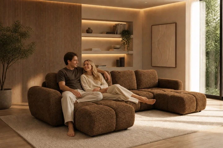 Na zdjęciu przedstawiono duży narożnik rozkładany który posiada funkcje spania oraz pojemnik na pościel
