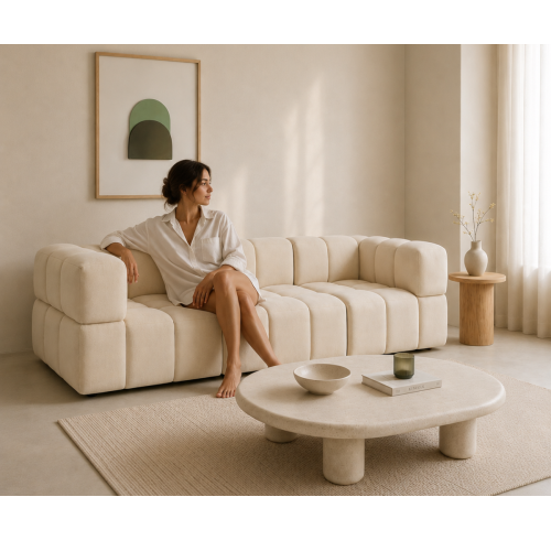 Nowoczesna pikowana sofa modułowa do salonu Clixi 285 cm Boucle