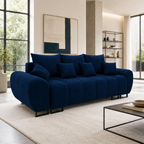 Na zdjęciu jest widoczna nowoczesna sofa rozkładana do salonu.