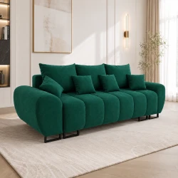 trzyosobowa ZIELONA  sofa  z funkcją spania i pojemnikiem na pościel do salonu Ragnar  