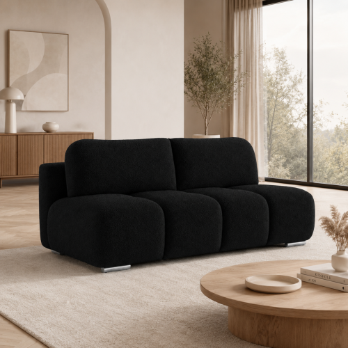 Czarna Kanapa rozkładana z funkcja spania, pikowana elegancka wygodna sofa