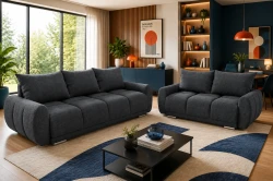 grafitowe sofy 3+2  kolekcja honey idealny zestaw do salonu sofa honey 3 z funkcja spania 
