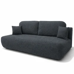 Mała kanapa rozkładana z funkcją spania Zoja Ciemny szary Boucle (id: 2945)
