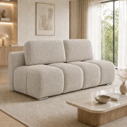  Mała kanapa z funkcją spania Sofa Honey Mini Szaro-beżowa Boucle