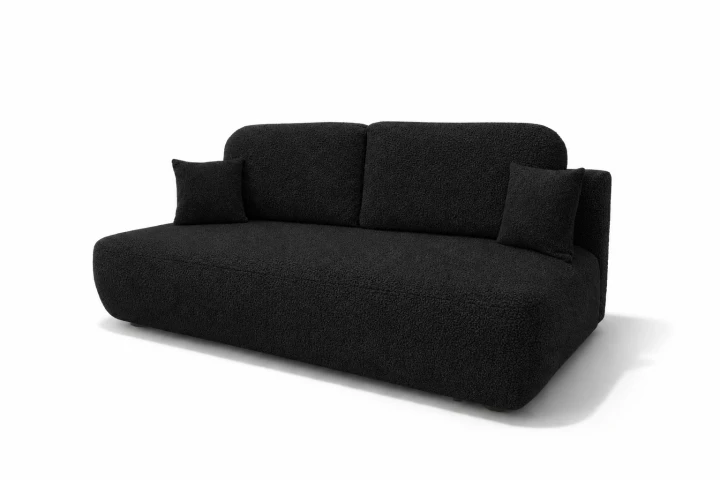 Zdjęcie przedstawiające czarną małą kanapę do salonu Zoja w tkaninie boucle