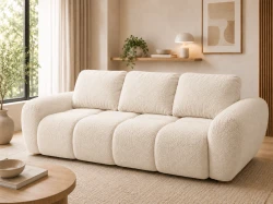 Nowoczesna pikowana kanapa rozkładana Agnello 250 cm Biel Kremowa Boucle