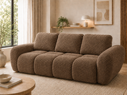 Nowoczesna kanapa rozkładana z funkcją spania Agnello 3 Cappuccino Boucle