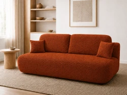 Mała kanapa rozkładana z funkcją spania Zoja 195 cm Ruda Boucle