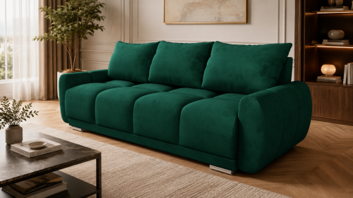 NA ZDJĘCIU PRZEDSTAWIONO ZIELONA KANAPA SOFA WERSALKA DO SALONU HONEY 3 POJEMNIK SPRĘŻYNY WELUR PROMOCJA