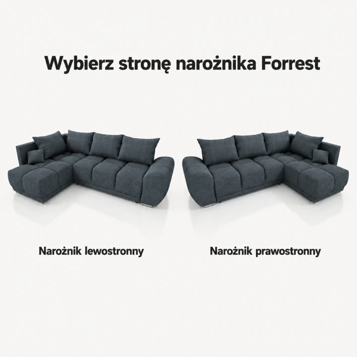 Infografika przedstawiająca możliwość wyboru strony w narożniku z funkcją spania Forrest