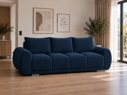 Niebieska sofa honey 3 z funkcja spania + pojemnik na pościel 