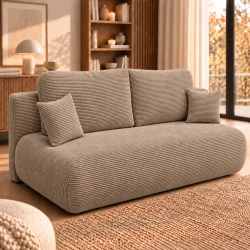 Sofa ZOJA SZTRUKS  195 cm Cappuccino Sztruks rozkładana z funkcją spania pojemnik
