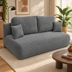 Sofa ZOJA SZTRUKS 195 cm Szary Stalowy Sztruks rozkładana z funkcją spania pojemnik