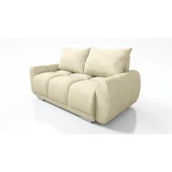 SOFA DO SALONU BEŻ HONEY 2 DWÓJKA PIKOWANA WELUR SPRĘŻYNY