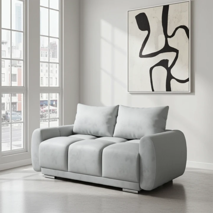 2-OSOBOWA SOFA DO SALONU HONEY 2  ZIELONA KANAPA DO SIEDZENIA WELUR SPRĘŻYNY