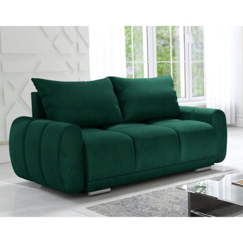 Na zdjęciu przedstawiono 2-OSOBOWA SOFA DO SALONU HONEY ZIELONA KANAPA DO SIEDZENIA WELUR SPRĘŻYNY