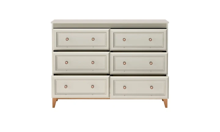 Angielska komoda z sześcioma szufladami Buckingham 135 cm dębowe nogi