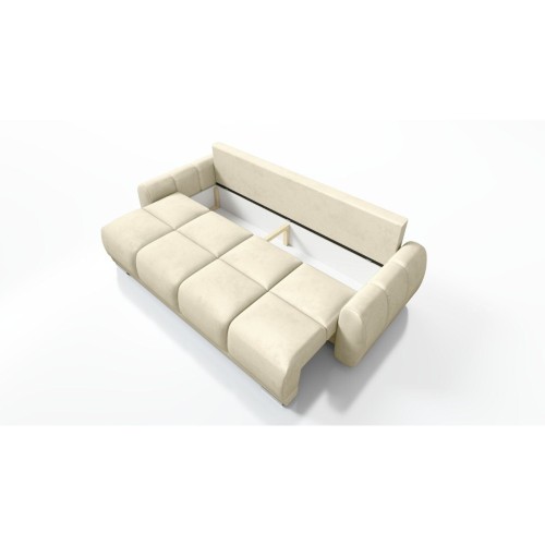 BEŻOWA KANAPA ROZKŁADANA SOFA WERSALKA DO SALONU HONEY POJEMNIK WELUR