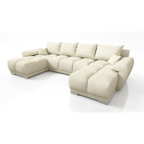 BEŻOWY DUŻY PIKOWANY NAROŻNIK ROZKŁADANY ROGÓWKA DO SALONU HONEY U MO-04