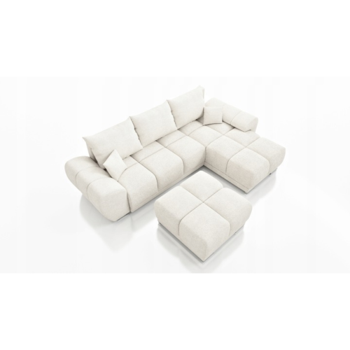 BEŻOWY NAROŻNIK ROZKŁADANY Z FUNKCJĄ SPANIA HONEY L + DUŻA PUFA HONEY DO SALONU PROMOCJA