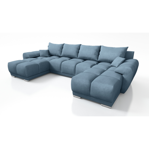 BŁĘKITNY DUŻY NAROŻNIK ROZKŁADANY DO SALONU ROGÓWKA FUNKCJA SPANIA HONEY U