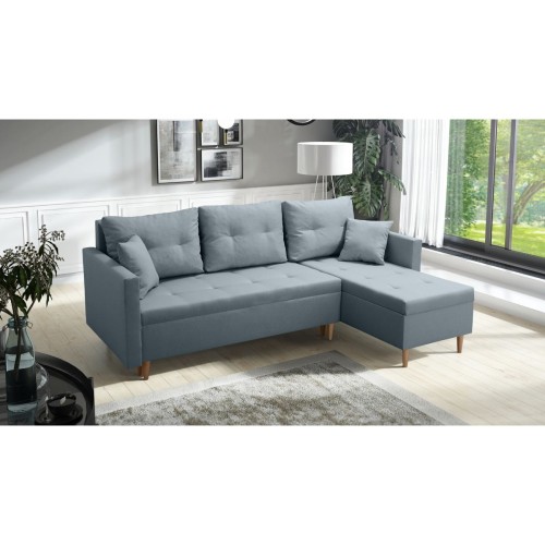 BŁĘKITNY NAROŻNIK ROZKŁADANY Z FUNKCJĄ SPANIA SCANDIK PIK 2X POJEMNIK