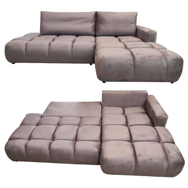 PIKOWANY NAROŻNIK ROZKŁADANY Z FUNKCJĄ SPANIA SOFFI MO-62 WELUR