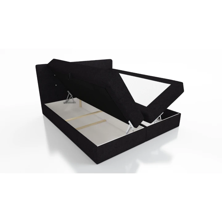 CZARNE ŁÓŻKO KOTYNENTALNE TOLEDO BONELL 2x POJEMNIK KRYSZTAŁKI 160x200