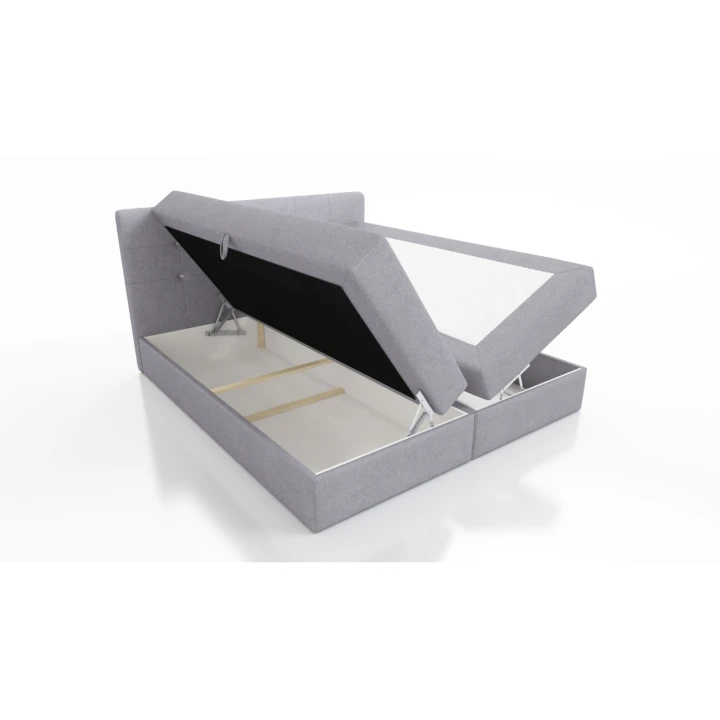 SZARE ŁÓŻKO KOTYNENTALNE TOLEDO BONELL 2x POJEMNIK KRYSZTAŁKI 180x200