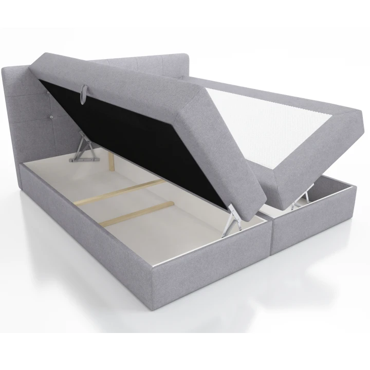 SZARE ŁÓŻKO KOTYNENTALNE TOLEDO BONELL 2x POJEMNIK KRYSZTAŁKI 180x200