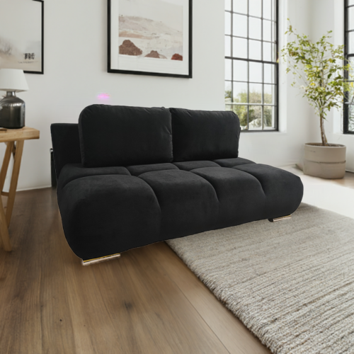 Czarna Kanapa sofa rozkładana z funkcją spania Honey Mini sprężyny pojemnik