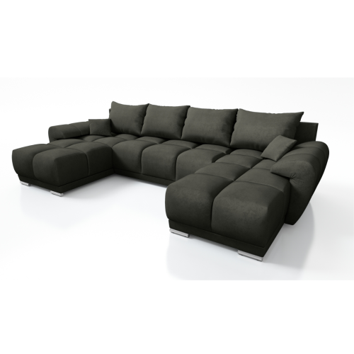 CZARNY DUŻY NAROŻNIK ROZKŁADANY HONEY U BLACK MATT VELVET ROGÓWKA DO SALONU