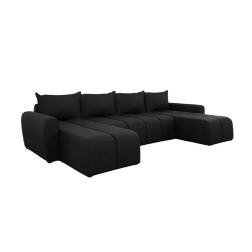 CZARNY NAROŻNIK DO SALONU ROZKŁADANY ROGÓWKA LUMIERE POJEMNIK SPRĘŻYNY